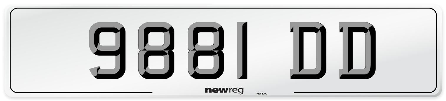 9881 DD Number Plate from New Reg